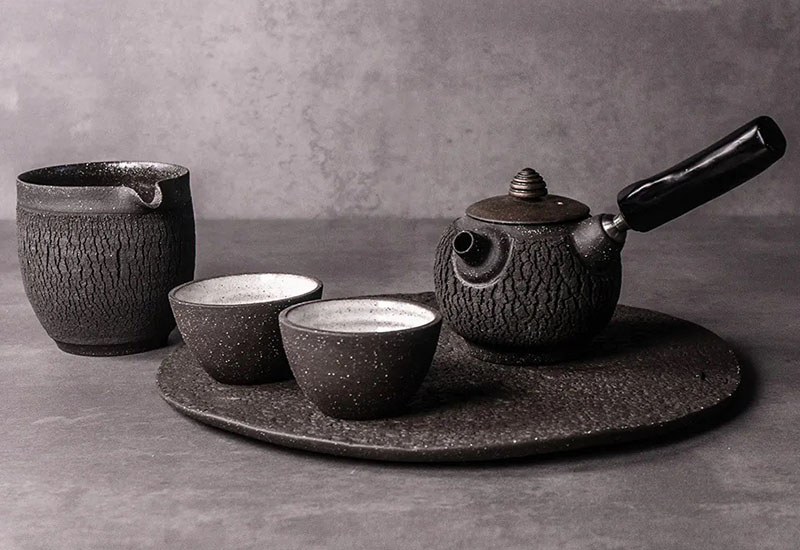 無我系列-原木側把承煙茶器套組